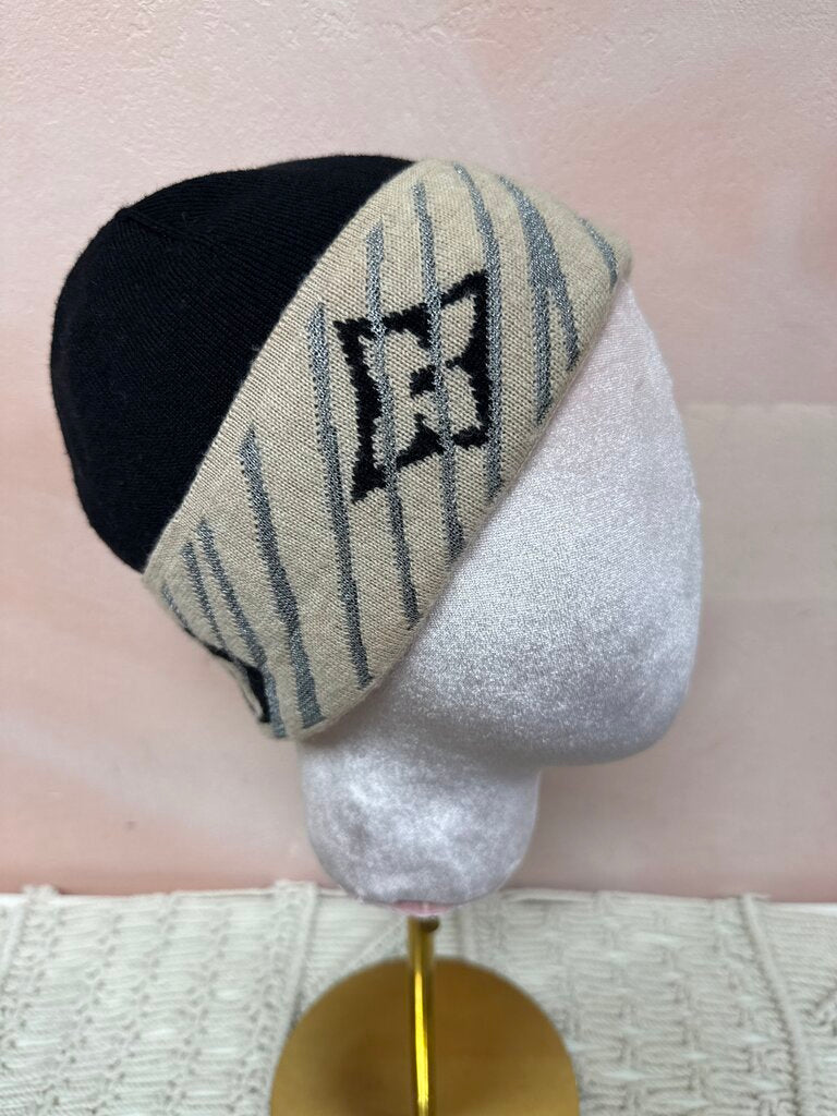 Louis Vuitton Black and Tan Logo Knit Beanie