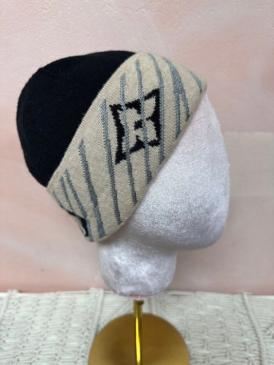 Louis Vuitton Black and Tan Logo Knit Beanie