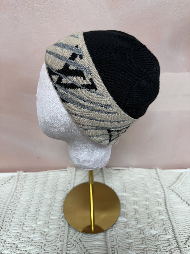 Louis Vuitton Black and Tan Logo Knit Beanie