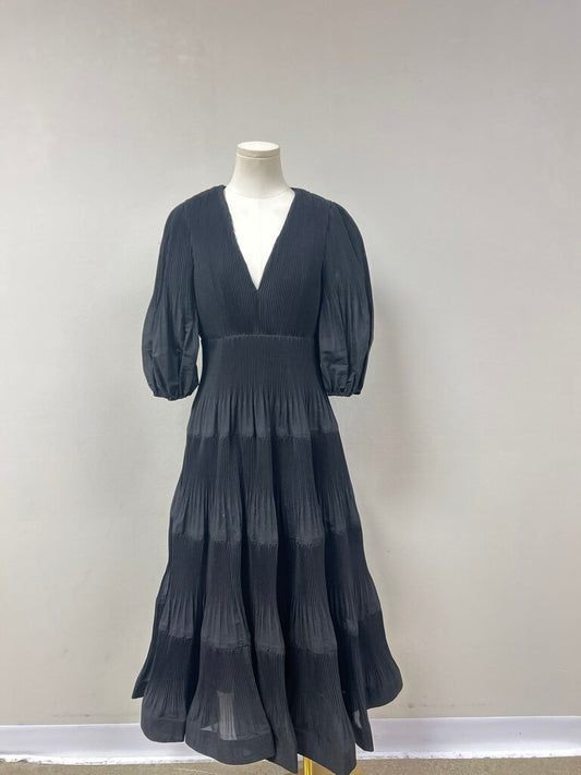 Zimmermann Black Pleated Maxi Dress NWT