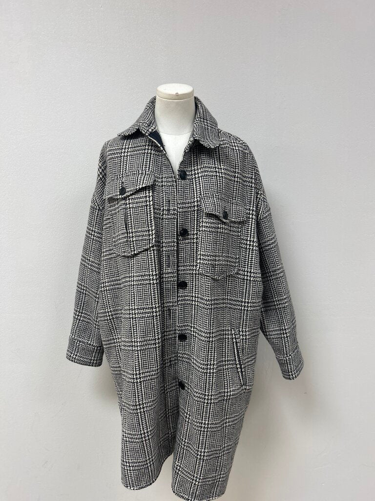 Isabel Marant Etoile Black and White Check Overcoat