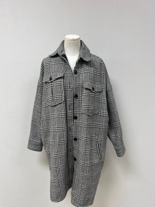 Isabel Marant Etoile Black and White Check Overcoat