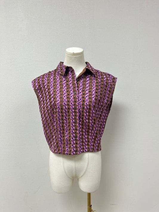 Maeve Purple and Brown Embroidered Top NWT