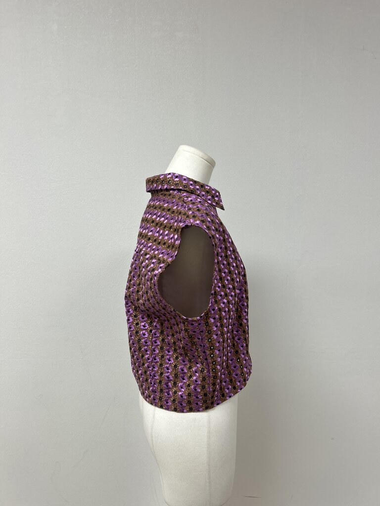 Maeve Purple and Brown Embroidered Top NWT