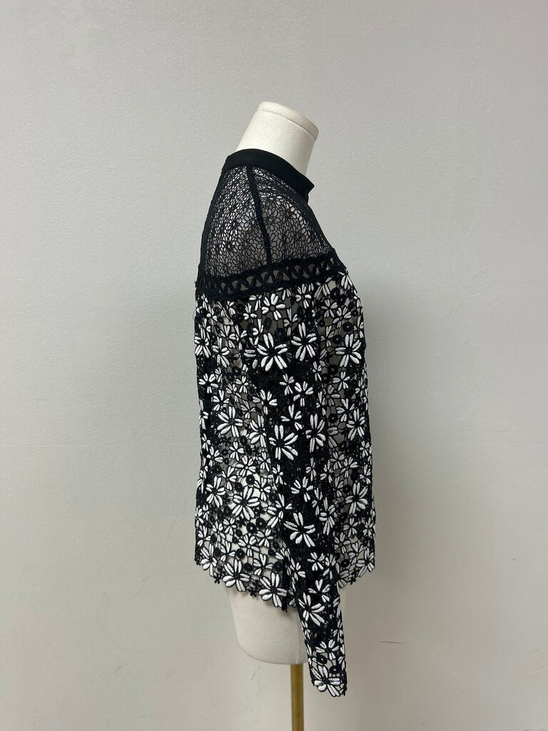 Self Portrait Black and White Lace Top