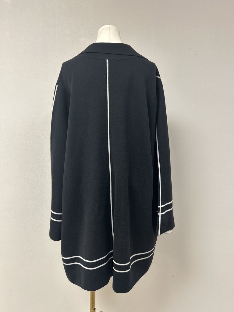 Marina Rinaldi Black and White Knit Car Coat
