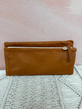 Clare V. Cognac Leather Fold Over Clutch w/Dustbag
