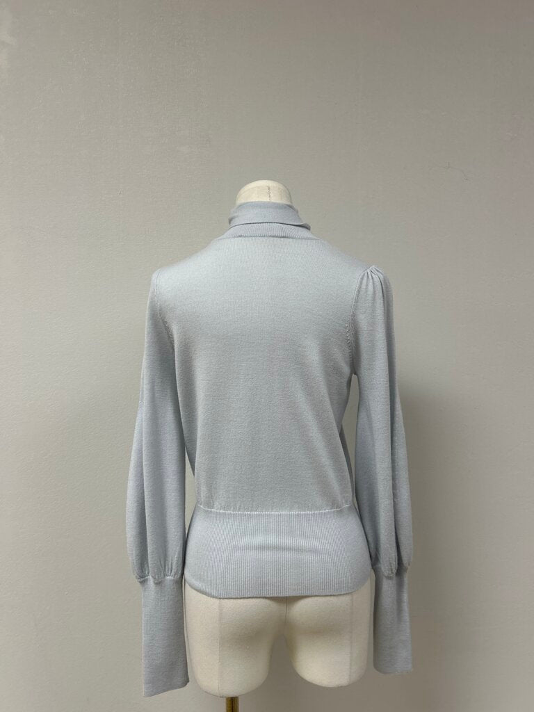 Zimmermann Light Blue Belted Turtleneck Sweater