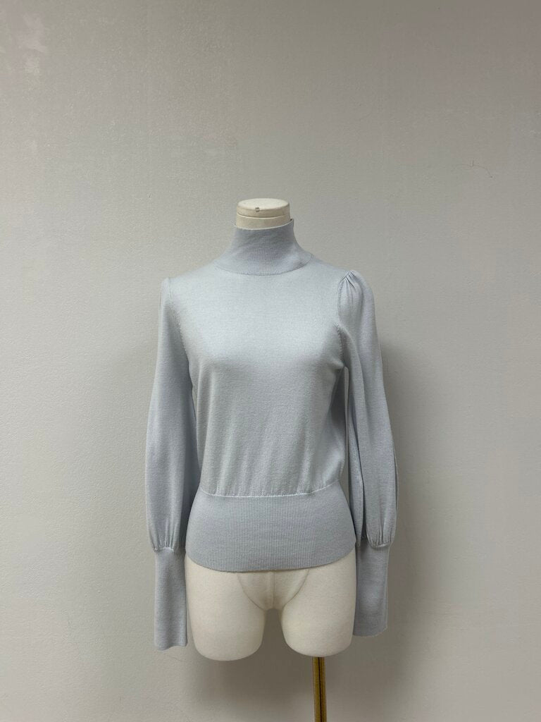 Zimmermann Light Blue Belted Turtleneck Sweater
