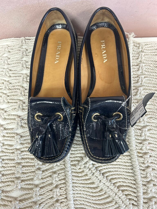 Prada Navy Patent Loafer