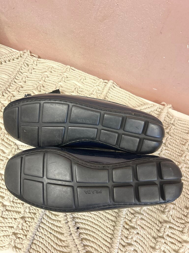 Prada Navy Patent Loafer