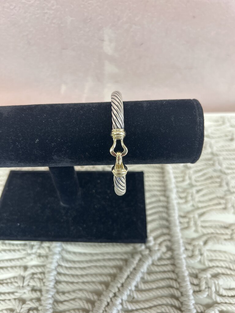 David Yurman Silver and Gold 7mm Cable Buckle Bracelet