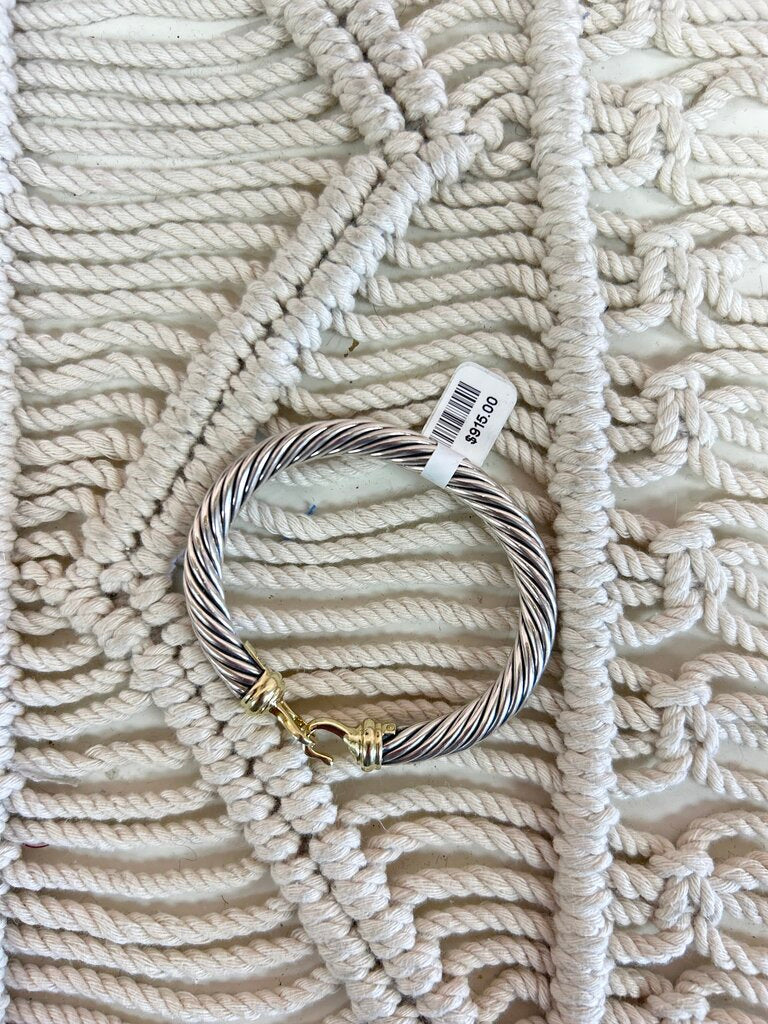 David Yurman Silver and Gold 7mm Cable Buckle Bracelet