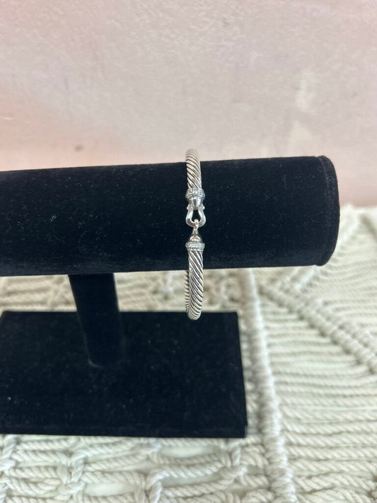 David Yurman Silver and Gold and Diamond Cable Buckle Bracelet