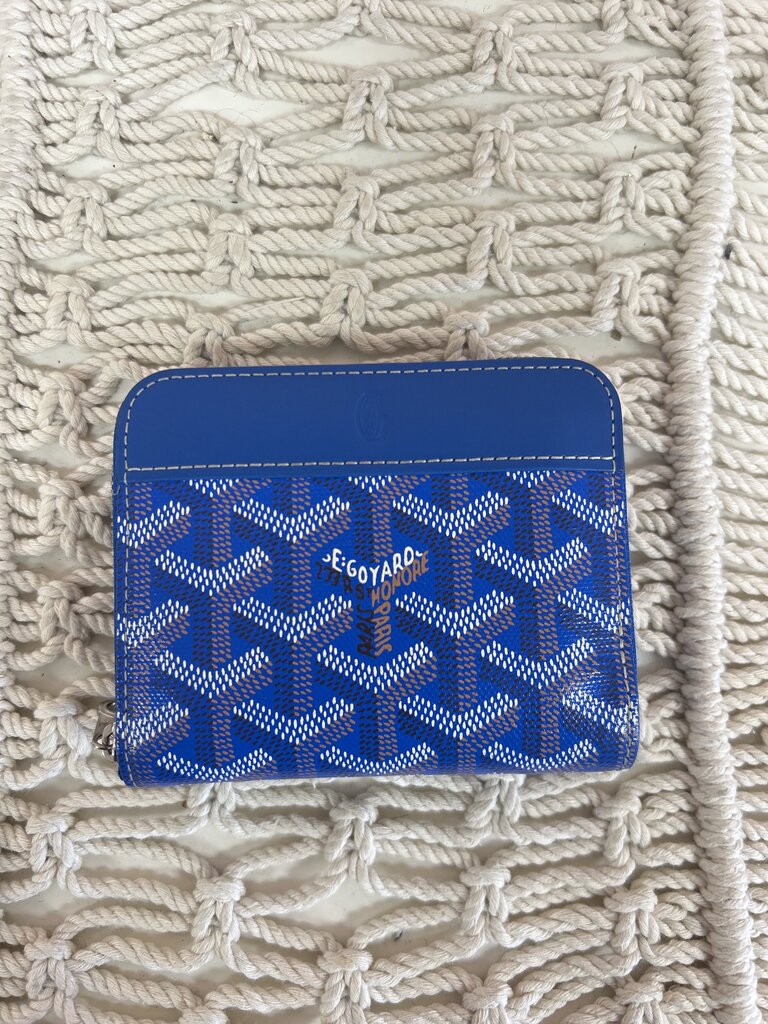Goyard Blue Goyardine Zip Around Printed Wallet