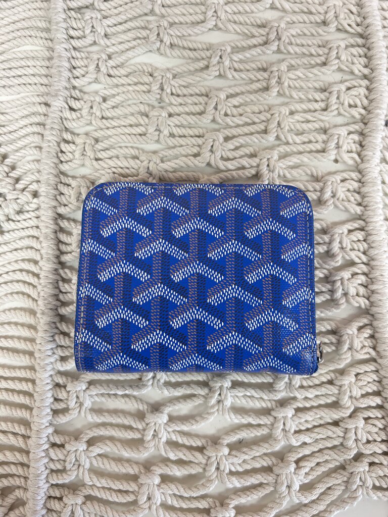 Goyard Blue Goyardine Zip Around Printed Wallet