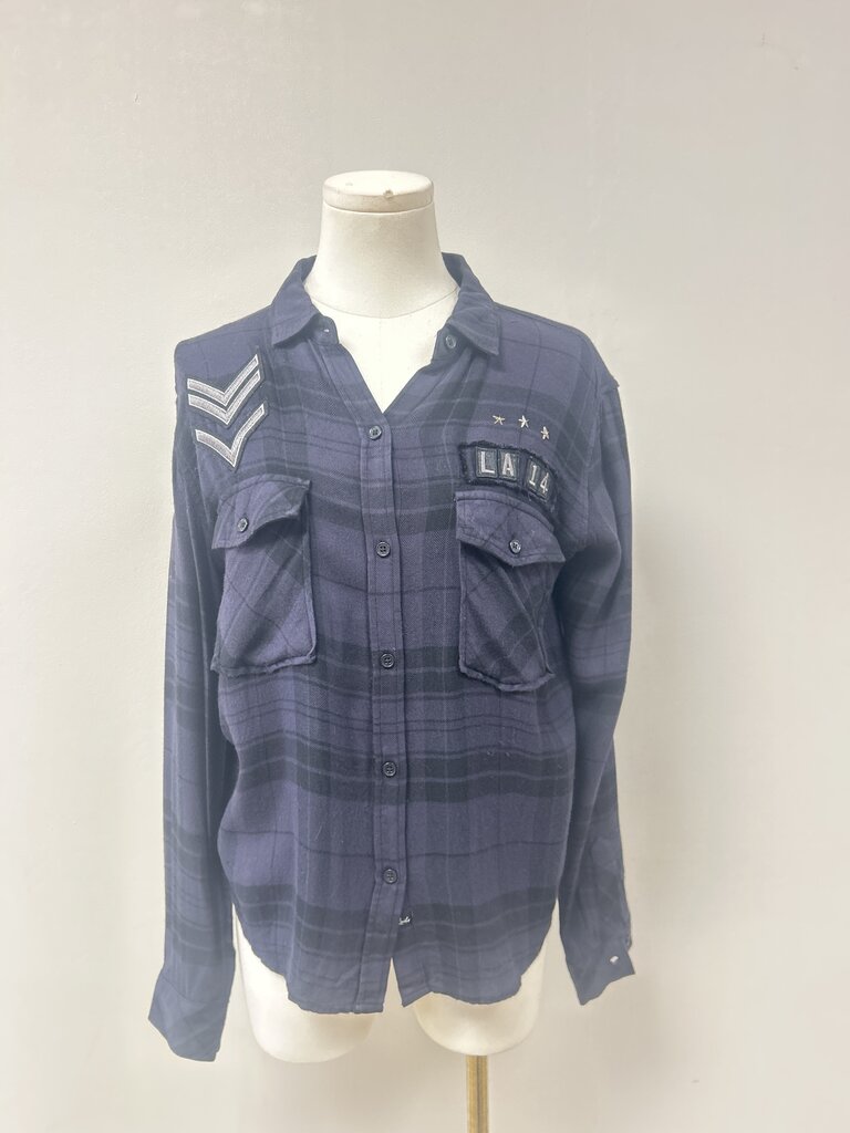 Rails Black Plaid Patch Button Up