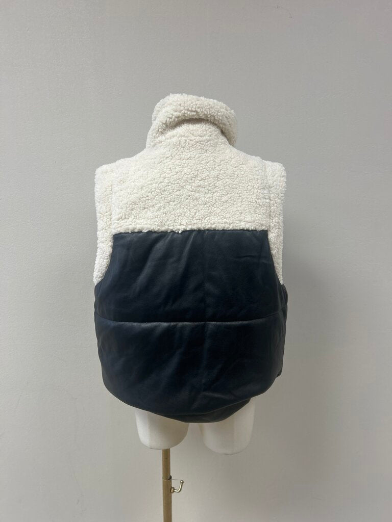 Blank NYC Black Faux Leather and Shearling Puffer Vest NWT