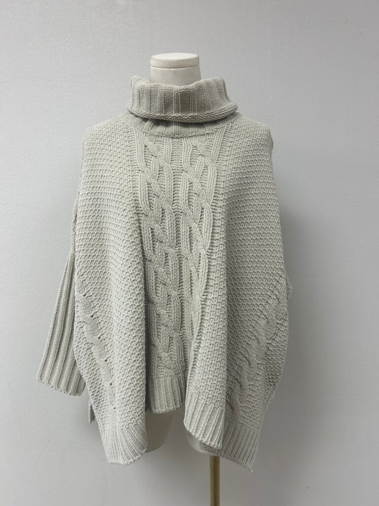 TSE Tan Chenille Mock Neck Cable Knit Sweater NWT