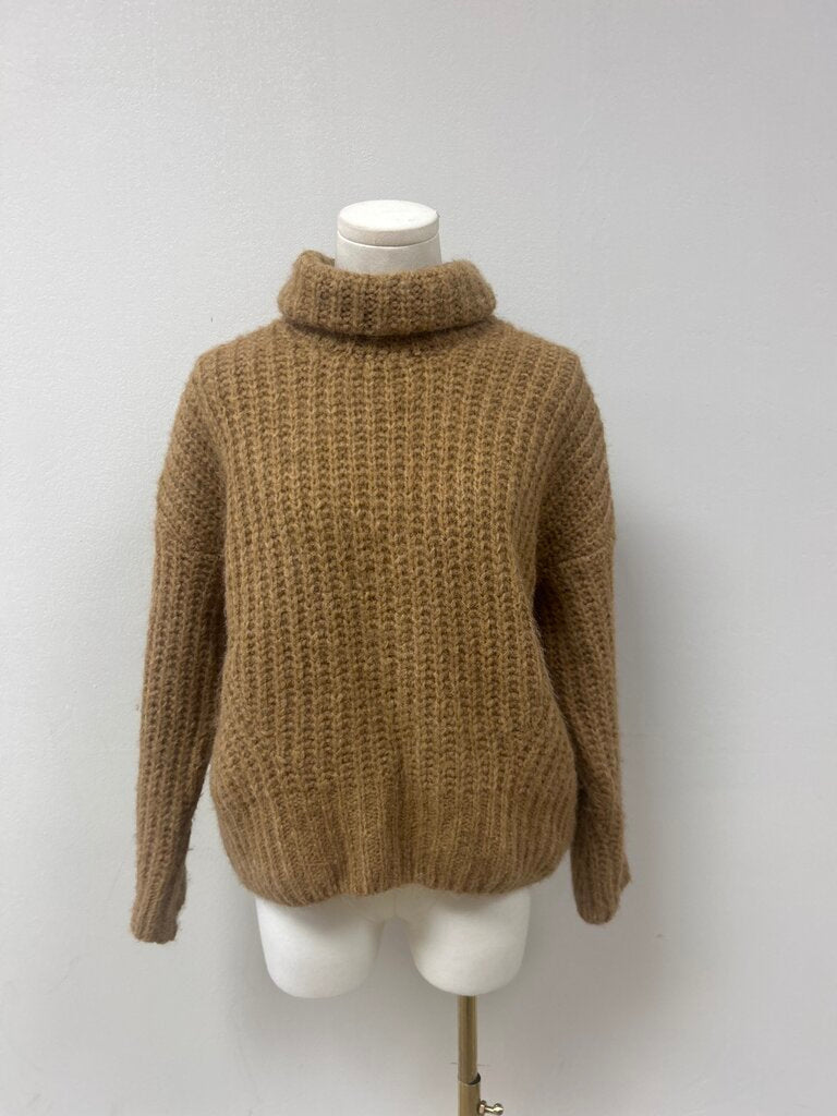 Saks Fifth Ave Camel Chunky Knit Turtleneck Sweater