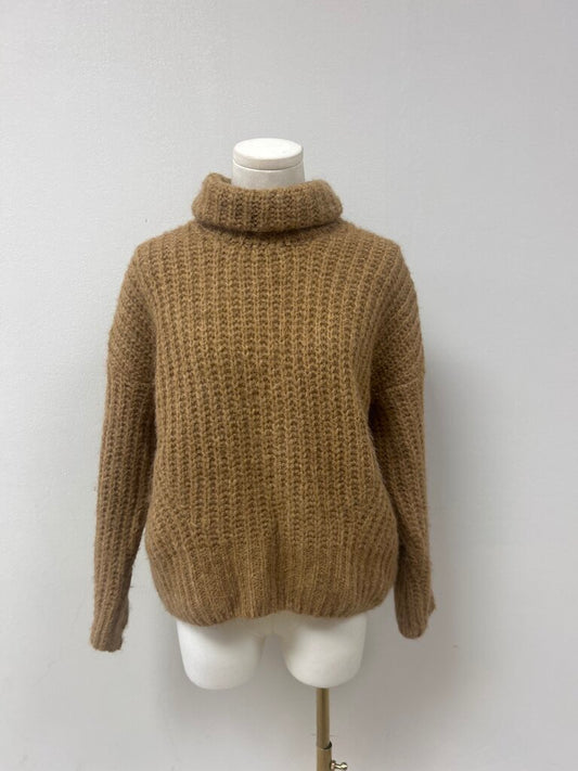 Saks Fifth Ave Camel Chunky Knit Turtleneck Sweater