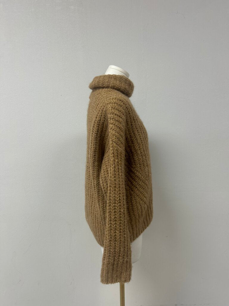 Saks Fifth Ave Camel Chunky Knit Turtleneck Sweater