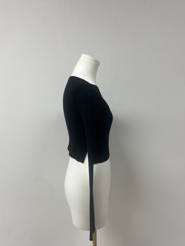 AllSaints Black Cropped Ribbed Top