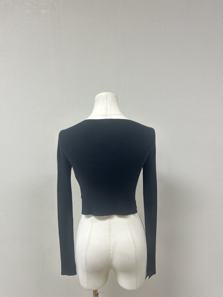 AllSaints Black Cropped Ribbed Top