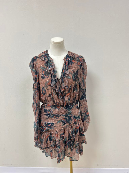 Ulla Johnson Coral and Blank Embellished Dress NWT