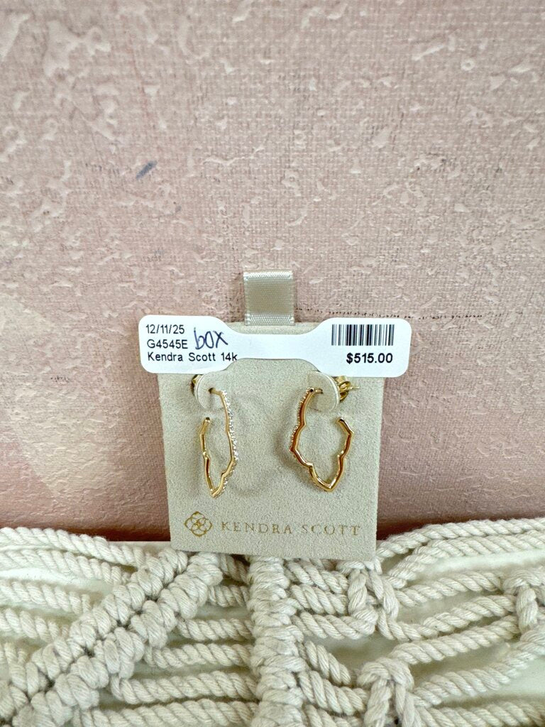 Kendra Scott 14k and Diamond Pave Hoop Earring w/Box