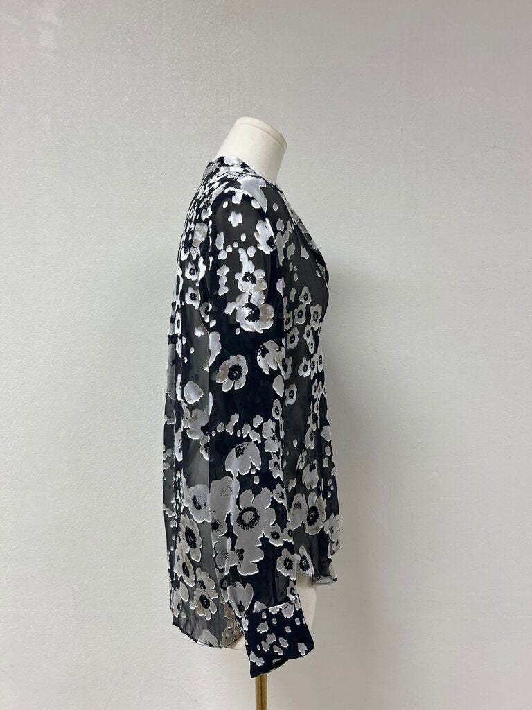 alice + olivia Black and White Floral Blouse
