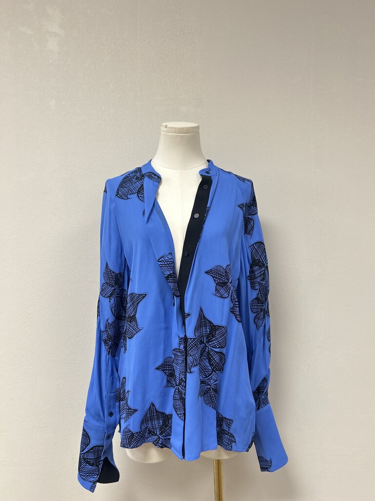 Reiss Blue Floral Blouse NWT