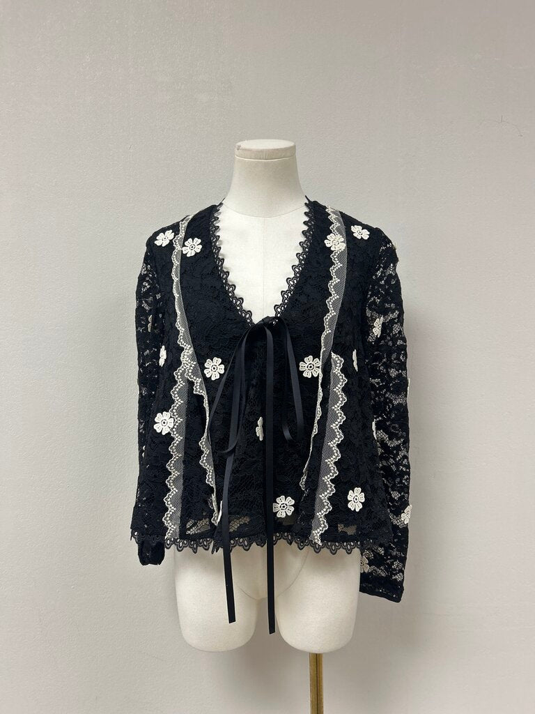 Alexis Black and White Lace Sheer Top