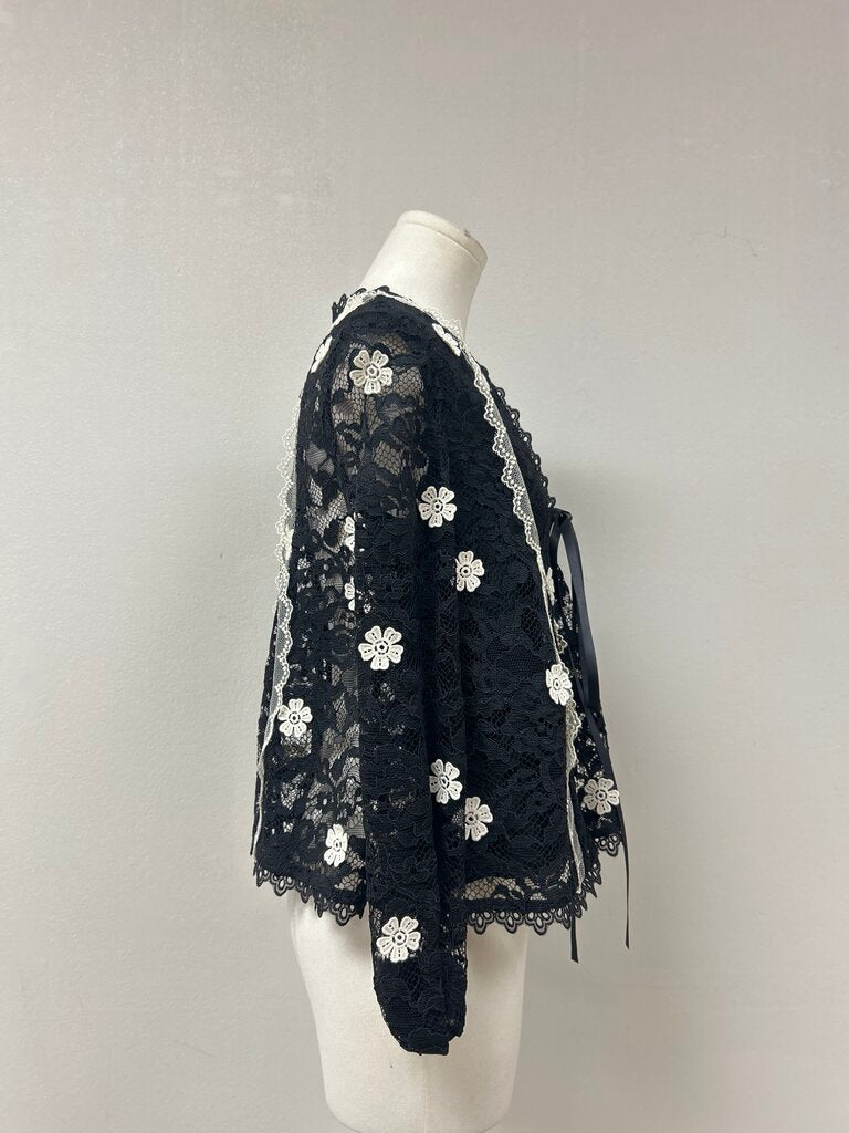 Alexis Black and White Lace Sheer Top