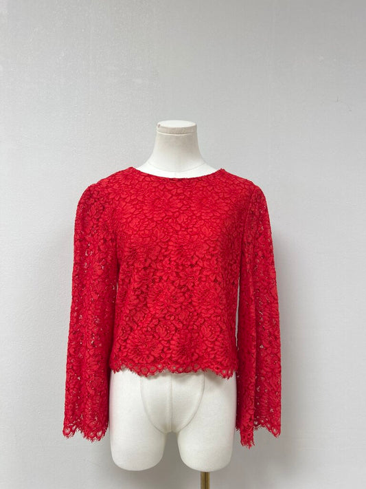 alice + olivia Red Lace Top NWT