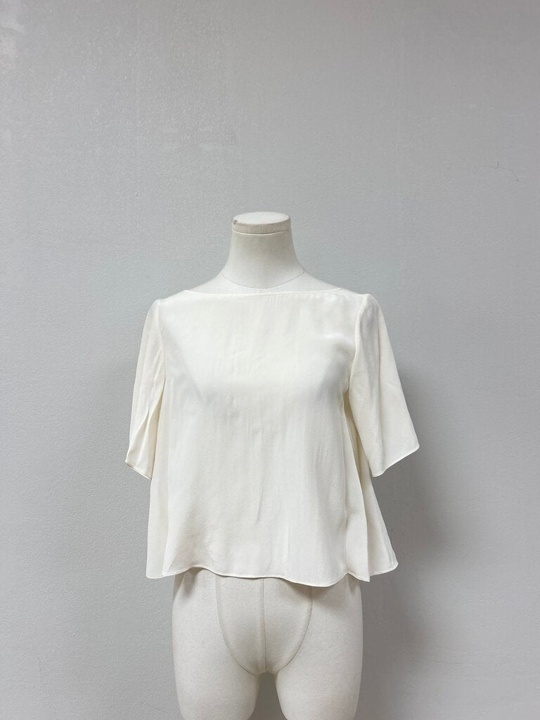 Theory Cream Silk Open Back Top