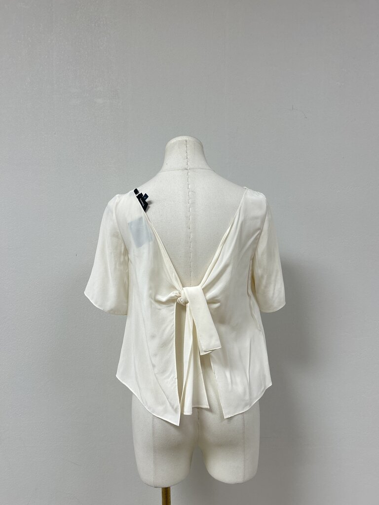 Theory Cream Silk Open Back Top