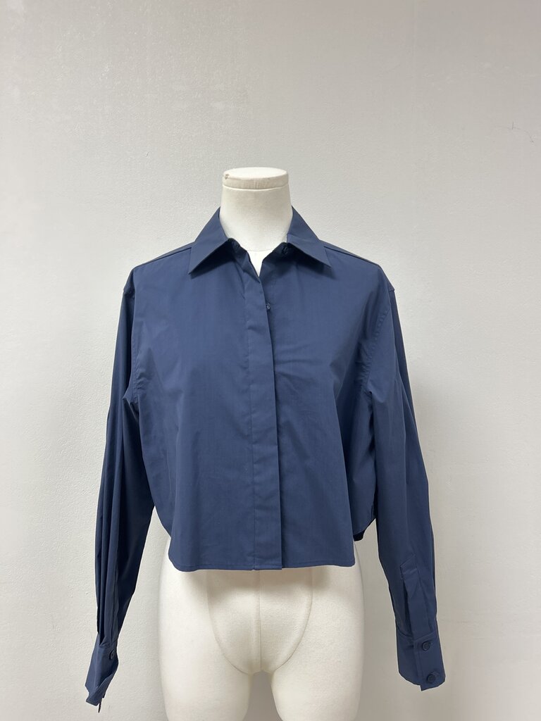 Simkhai Navy Boxy Button Up NWT