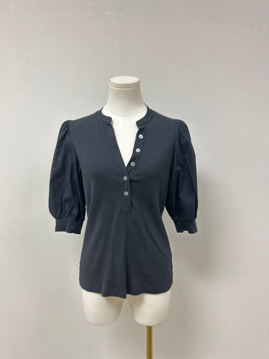 Veronica Beard Black Puff Sleeve Top