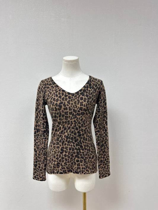 Saks FIfth Ave Animal Print Cashmere Sweater