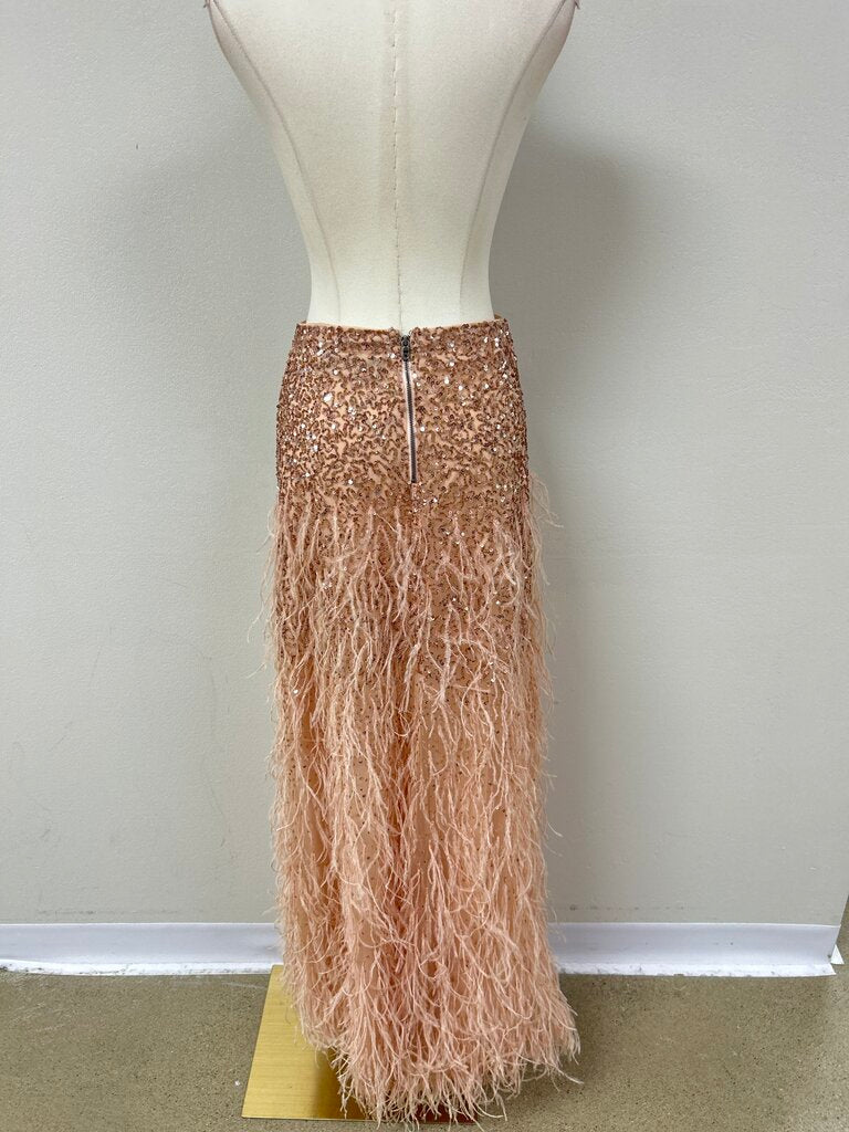 Alice + Olivia Blush Sequin and Feather Skirt