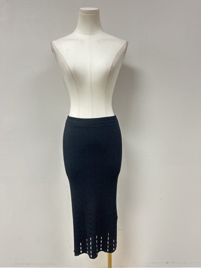 alice + olivia Black Knit Midi Skirt