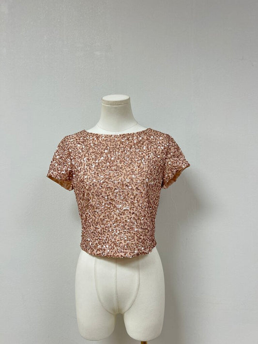 alice + olivia Blush Sequin Top