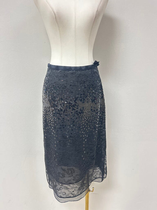 Escada Black Sequin Midi Skirt