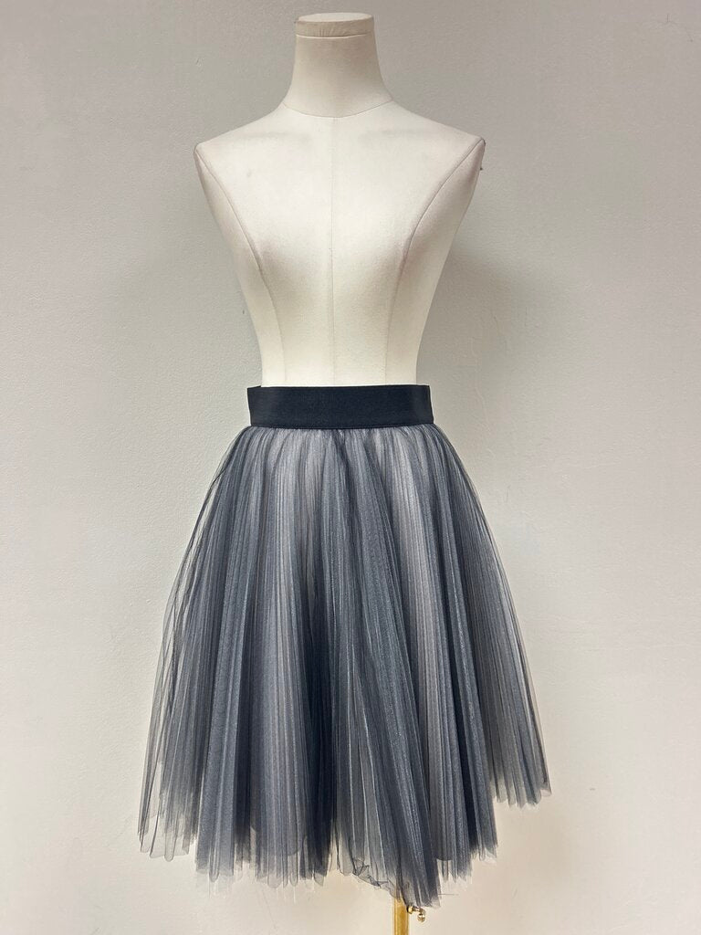Milly Black Sheer Pleated Tulle Skirt NWT