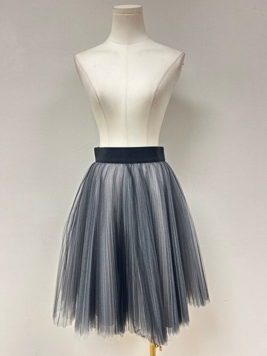 Milly Black Sheer Pleated Tulle Skirt NWT