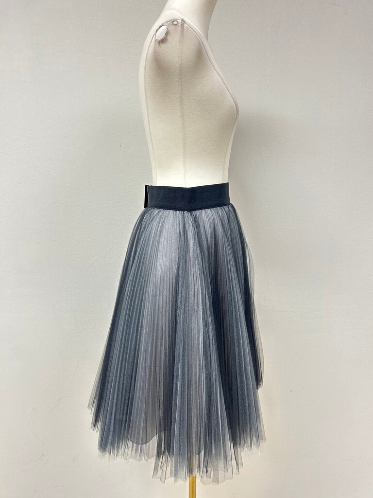 Milly Black Sheer Pleated Tulle Skirt NWT