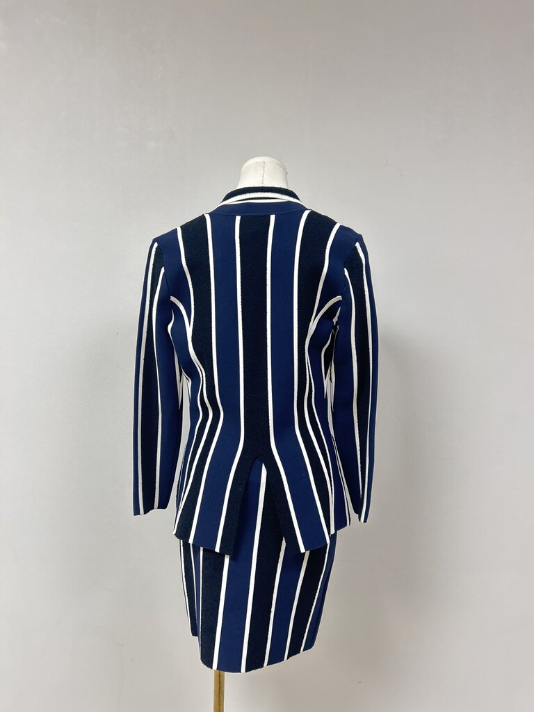 DVF Blue Knit Striped Skirt Set