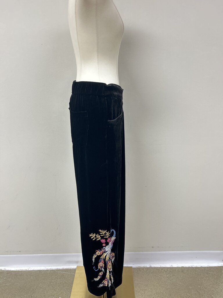 Johnny Was Black Velvet Embroidered Pant