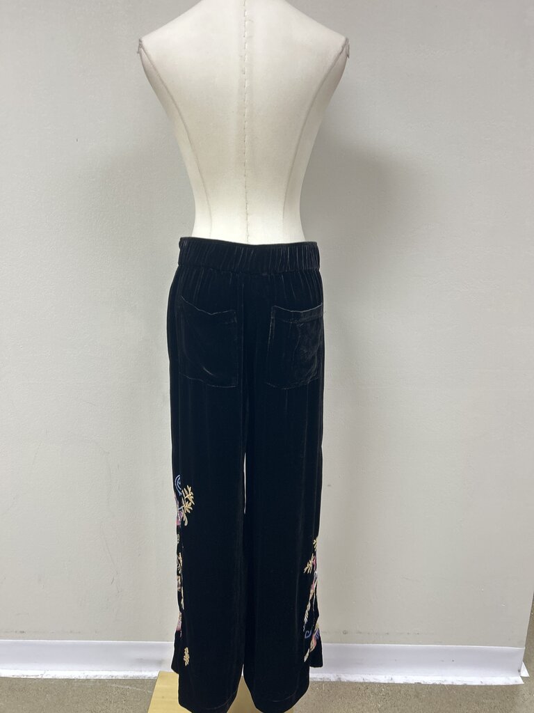 Johnny Was Black Velvet Embroidered Pant